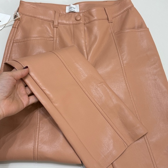 Aritzia Wilfred Rebel Pant High-waisted‎ Vegan Leather pants salmon pink - Picture 12 of 12